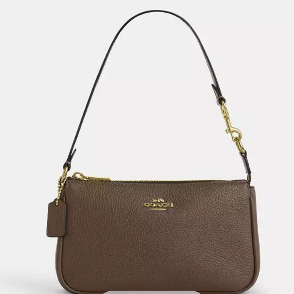 Coach Gold/Dark Stone Leather Shoulder Bag